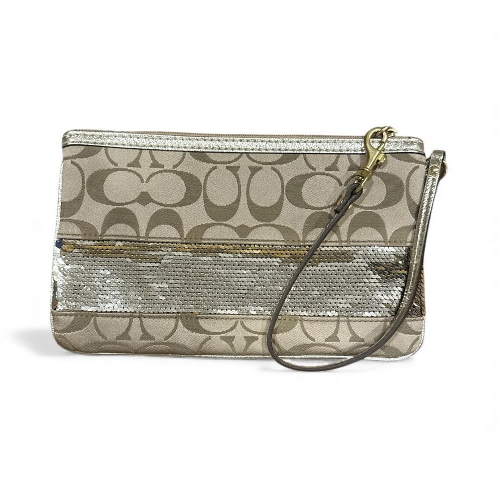 Coach Gold and Silver Patterned Wristlet